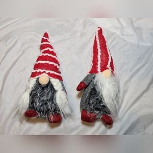 2 Holiday Gnomes - Plush And Weighted Gray, White, Cream, And Red